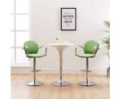 vidaXL Taburete de cocina con reposabrazos cuero sintético verde