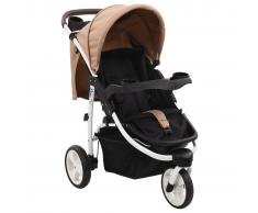 vidaXL Cochecito/Silla de paseo de 3 ruedas gris topo y negro