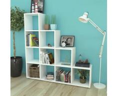 vidaXL Estantería librería en forma de escalera 142 cm blanca