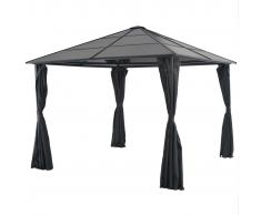 vidaXL Cenador con cortinas aluminio 3x3 m negro