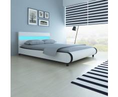vidaXL Cabecero de Cama Blanco con LED 140 cm y Colchón Espuma Viscoelástica
