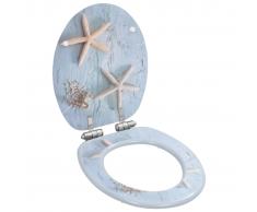 vidaXL Asiento inodoro WC con tapa de cierre suave MDF estrella de mar