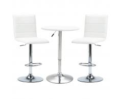 vidaXL Set mesa alta y taburetes de bar 3 pzas cuero sintético blanco