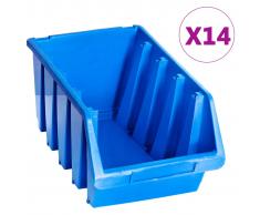 vidaXL Cajas de almacenaje apilables 14 unidades plástico azul