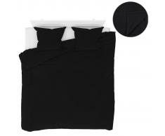 vidaXL Juego de cama forro polar 5 piezas negro 200x200/60x70 cm