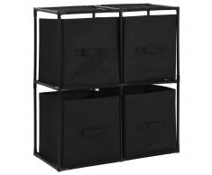 vidaXL Armario de almacenaje 4 cestas de tela negro acero 63x30x71 cm
