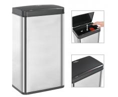 vidaXL Papelera sensor automático acero inoxidable plata y negro 70 L