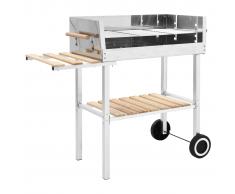 vidaXL Barbacoa de carbón portátil XXL acero inoxidable con 2 estantes