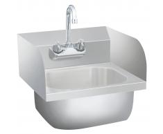 vidaXL Fregadero lavamanos comercial con grifo de acero inoxidable