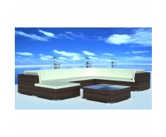 vidaXL Conjunto de muebles exterior 24 piezas marrón poli ratán