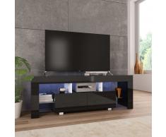 vidaXL Mueble para TV con luces LED negro brillante 130x35x45 cm