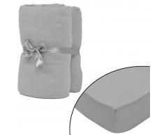 vidaXL Sábana ajustada 2 uds algodón 160 g/㎡ 140x200-160x200 cm gris