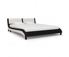 vidaXL Estructura de cama cuero sintético blanco y negro 160x200 cm
