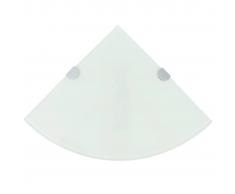 vidaXL Estantes esquina 2 uds soportes cromados vidrio blanco 35x35 cm