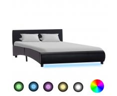 vidaXL Estructura de cama con LED de cuero sintético negro 120x200 cm