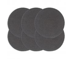 vidaXL Mantel individual 6 uds liso redondo algodón gris oscuro 38 cm