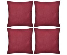 vidaXL 4 fundas burdeos para cojines de algodón, 80 x 80 cm