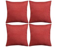 vidaXL Fundas de cojín 4 uds aspecto de lino burdeos 50x50 cm
