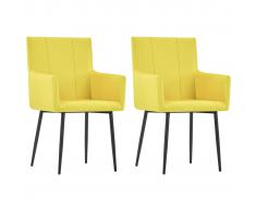 vidaXL Sillas de comedor con reposabrazos 2 unidades tela amarillo
