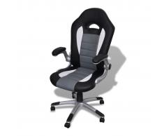 vidaXL Silla De Oficina De Cuero Diseño Moderno Gris