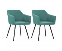 vidaXL Sillas de comedor 2 unidades tela verde