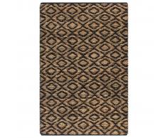 vidaXL Alfombra de yute tejida a mano tela 160x230 cm natural y negra