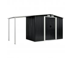 vidaXL Cobertizo jardín puertas correderas acero gris 386x131x178 cm