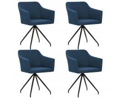 vidaXL Sillas de comedor giratorias 4 unidades tela azul