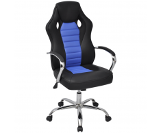 vidaXL Silla de Oficina Ejecutiva de Carreras Color Azul Claro Cuero Sint.
