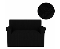 vidaXL Funda elástica para sofá negra franja ancha