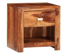 vidaXL Mesita de noche con 1 cajón de madera maciza sheesham