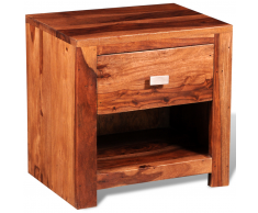vidaXL Mesita de noche con 1 cajón madera sheesham