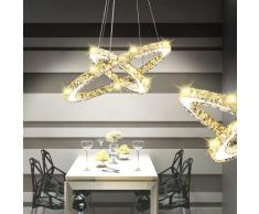 vidaXL Lámpara de Techo de Cristal Doble Círculo con LED 23,6 W