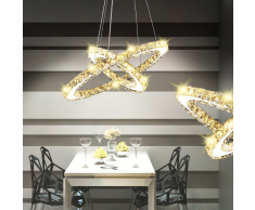 vidaXL Lámpara de Techo Cristal Doble Círculo con LED 23,6 W