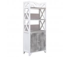 vidaXL Mueble de cuarto baño madera Paulownia blanco gris 46x24x116 cm