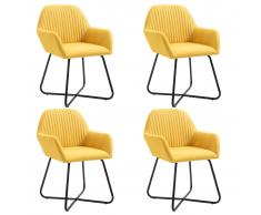 vidaXL Sillas de comedor 4 unidades tela amarillo
