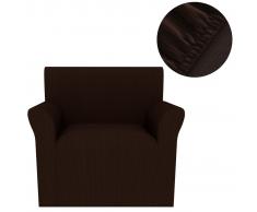 vidaXL Funda elástica para sillón marrón franja ancha