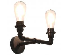vidaXL Lámpara de pared doble negro 2 bombillas E27