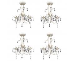 vidaXL Lámparas de araña de cristal 4 unidades blanco elegante