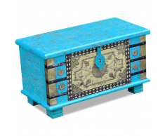 vidaXL Baúl de almacenamiento madera de mango azul 80x40x45 cm