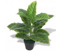 vidaXL Planta de taro artificial con macetero verde 45 cm