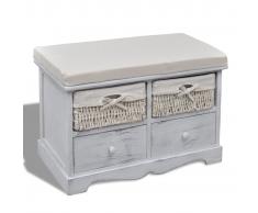 vidaXL Banco de almacenaje de madera de Paulownia blanco 62x33x42 cm