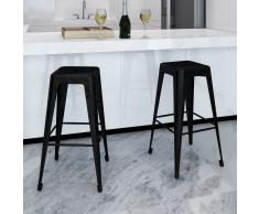 vidaXL Taburetes de cocina 2 unidades de acero negro