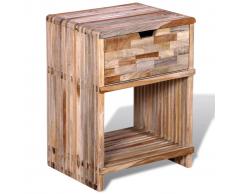 vidaXL Mesita de noche con cajón de madera de teca reciclada