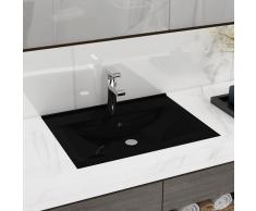 vidaXL Elegante lavabo rectangular de ceramica negro agujero para grifo