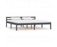 vidaXL Estructura de cama de madera maciza de pino gris 160x200 cm