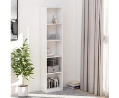 vidaXL Estantería librería 5 niveles de aglomerado blanco 40x24x175 cm