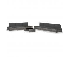 vidaXL Juego de muebles de jardín 8 piezas ratán sintético gris