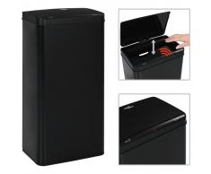 vidaXL Papelera con sensor automático de acero negro 80 L
