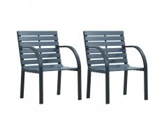 vidaXL Sillas de jardín 2 unidades madera gris
